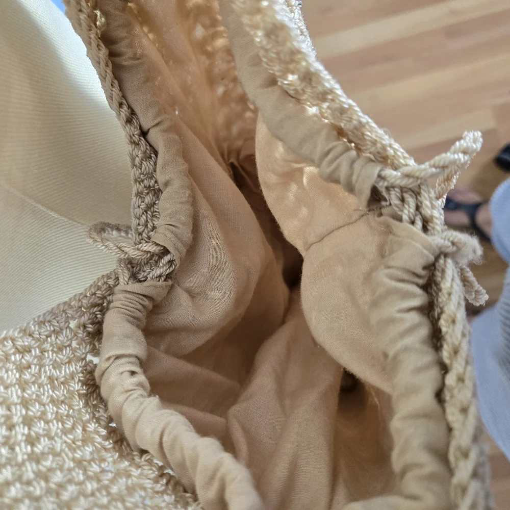 Ivory Handmade Knit Crochet Shoulder Hobo Bag Women's Retro Casual Boho Hippie
